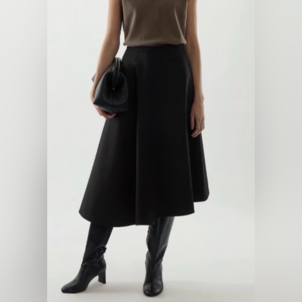 COS Black A-Line Midi Skirt